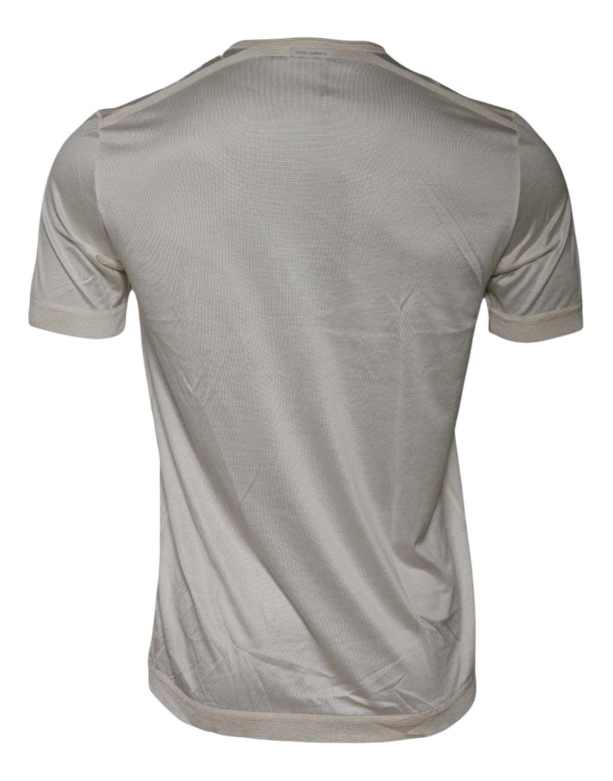 T-shirt Dolce &amp; Gabbana en soie blanche cassée, col rond, manches courtes.