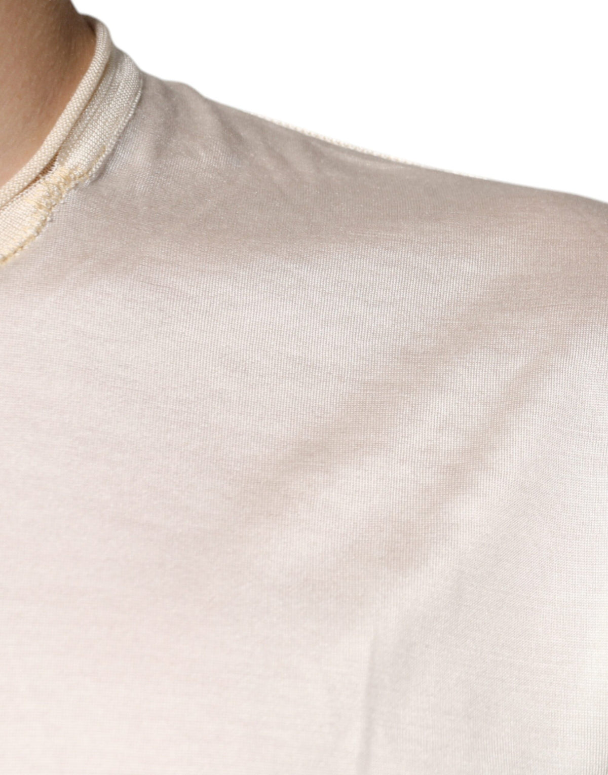T-shirt en soie à col rond et manches raglan, blanc cassé, Dolce &amp; Gabbana