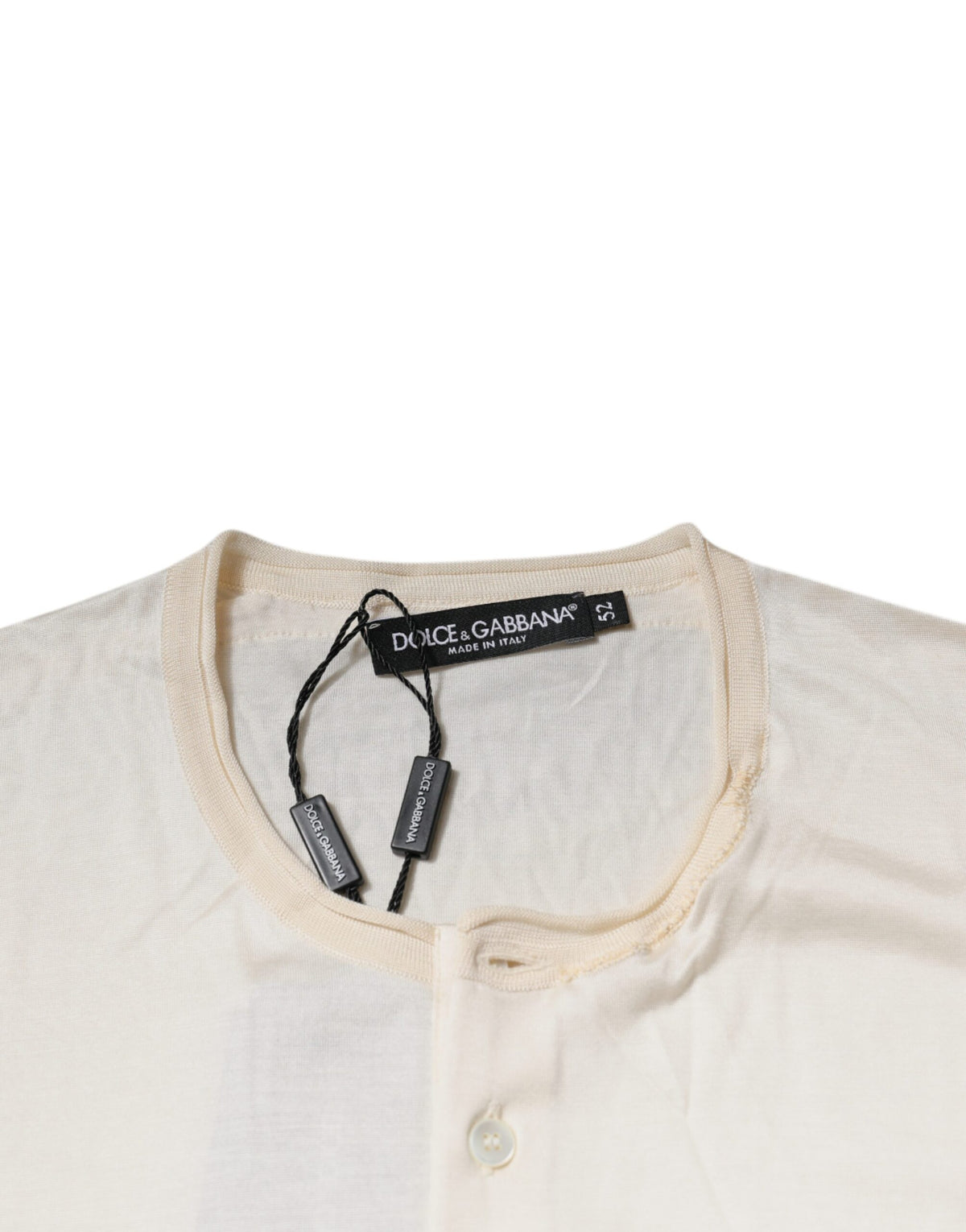 T-shirt en soie à col rond et manches raglan, blanc cassé, Dolce &amp; Gabbana