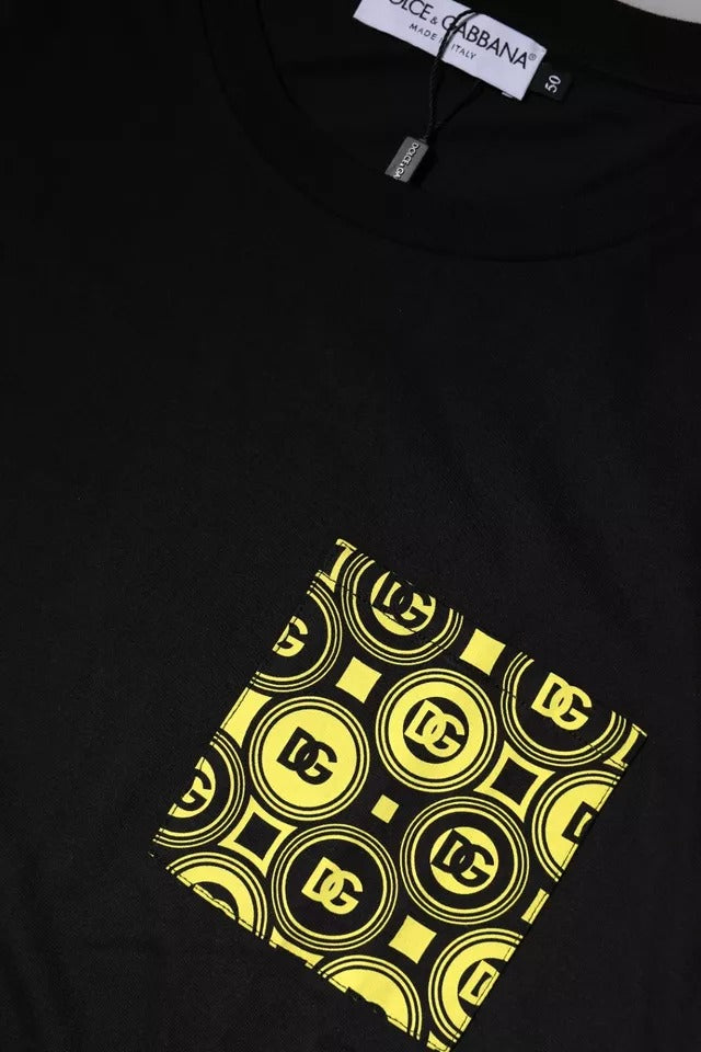 T-shirt à manches courtes en coton noir avec imprimé du logo Dolce &amp; Gabbana