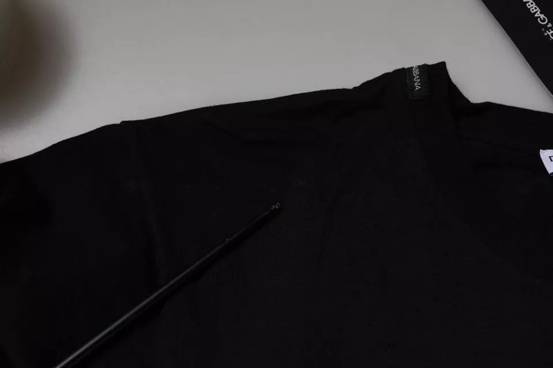 T-shirt à manches courtes en coton noir avec imprimé du logo Dolce &amp; Gabbana