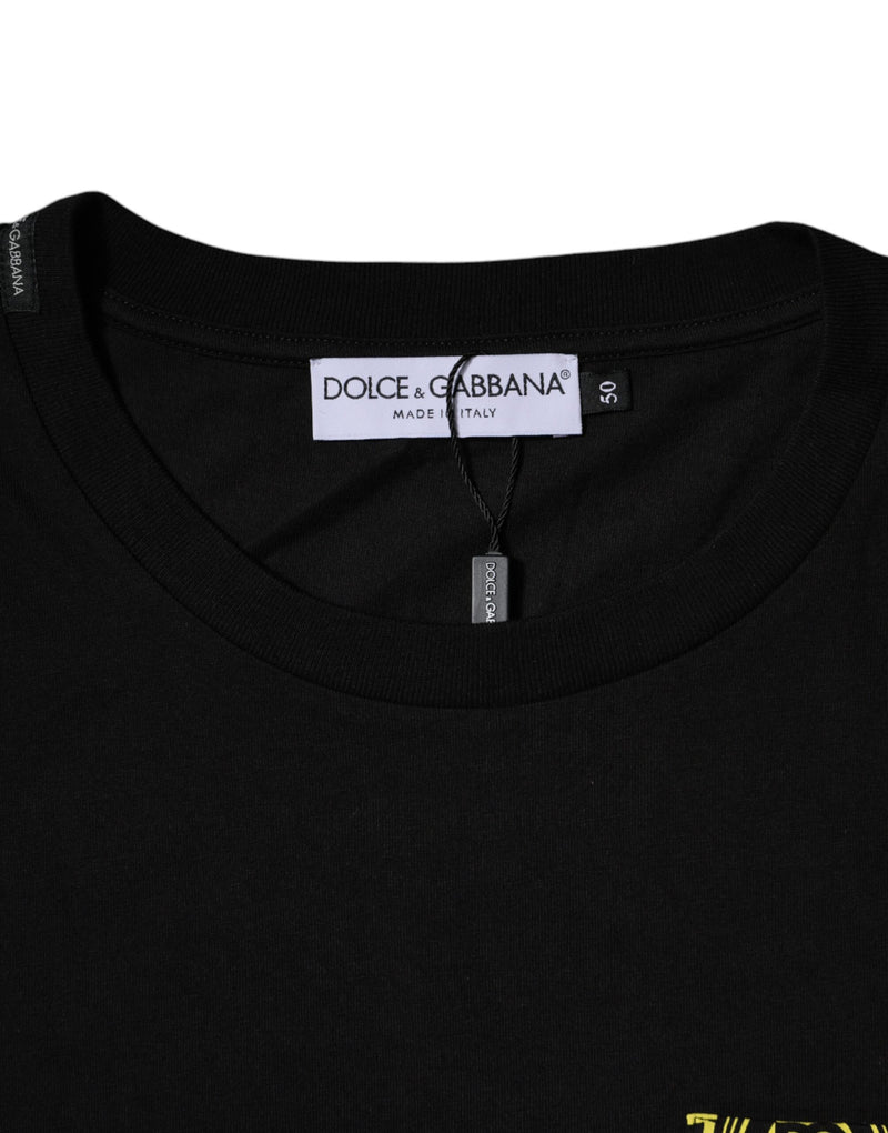 T-shirt à manches courtes en coton noir avec imprimé du logo Dolce &amp; Gabbana