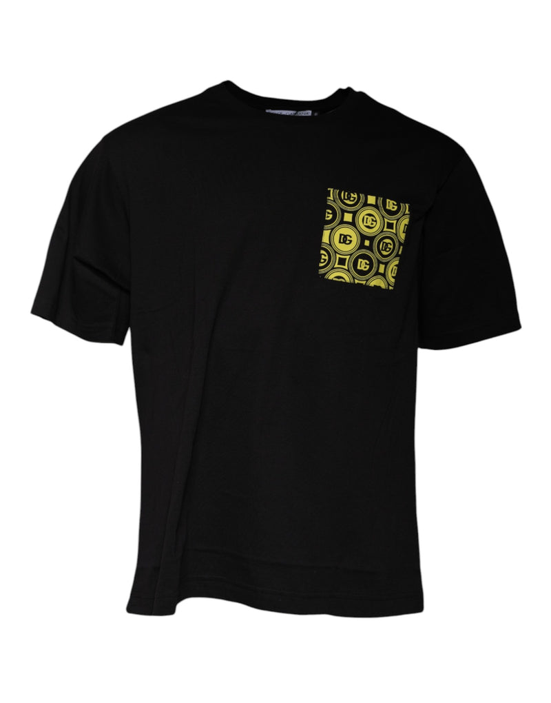 T-shirt à manches courtes en coton noir avec imprimé du logo Dolce &amp; Gabbana