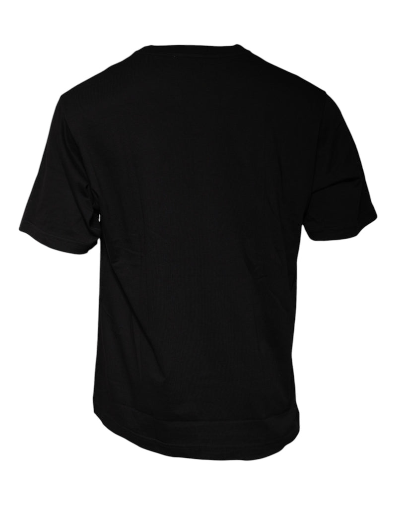 T-shirt à manches courtes en coton noir avec imprimé du logo Dolce &amp; Gabbana