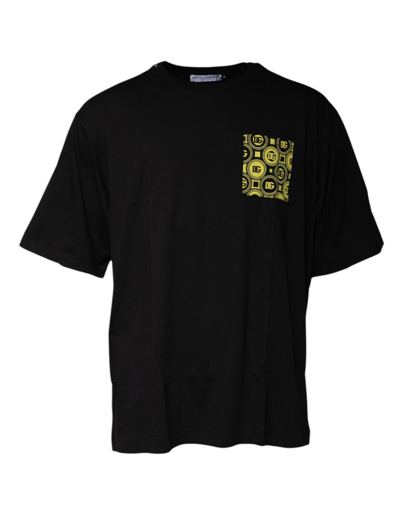T-shirt à manches courtes en coton noir avec imprimé du logo Dolce &amp; Gabbana