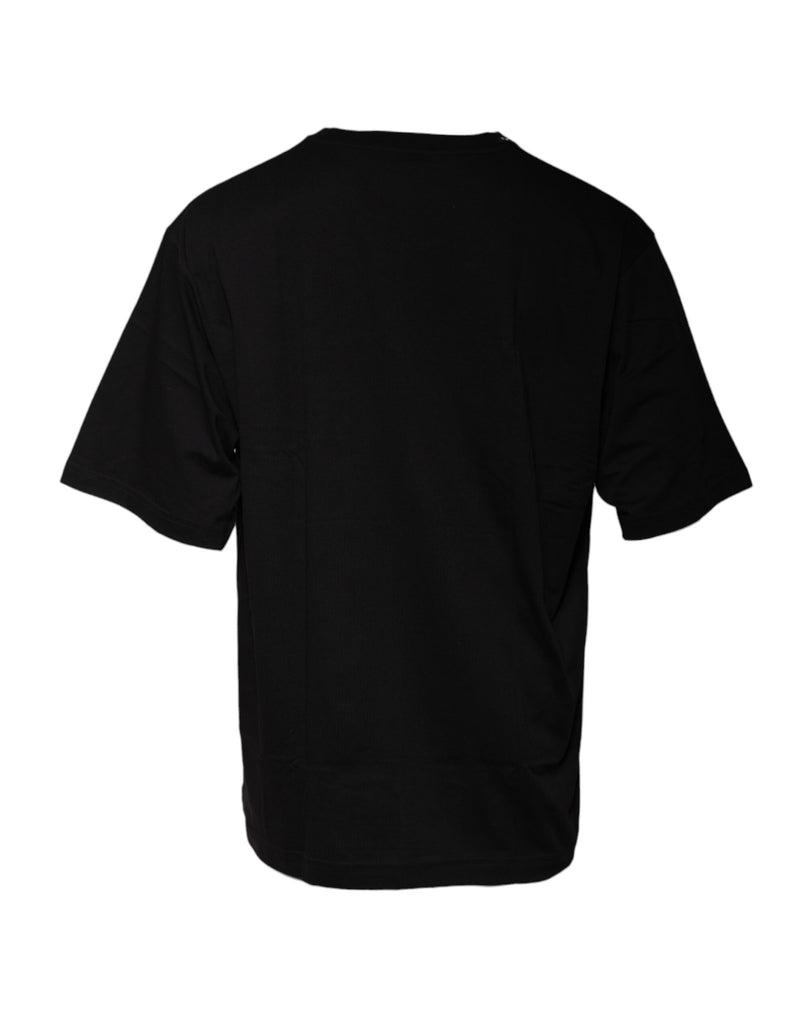 T-shirt à manches courtes en coton noir avec imprimé du logo Dolce &amp; Gabbana