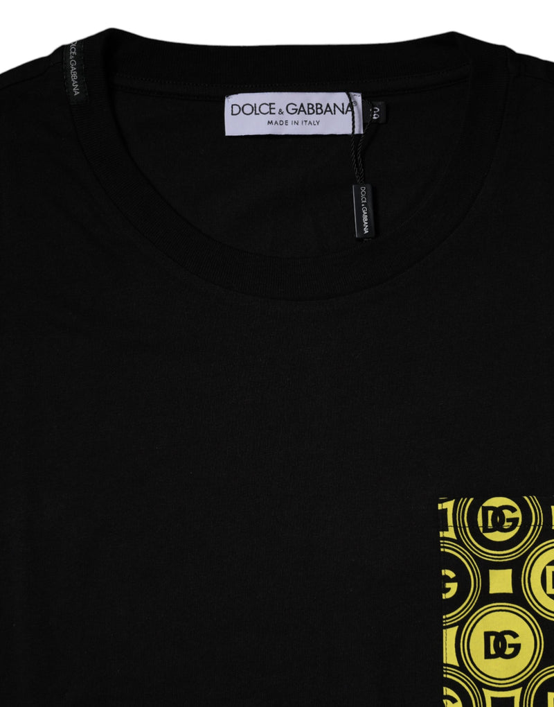 T-shirt à manches courtes en coton noir avec imprimé du logo Dolce &amp; Gabbana