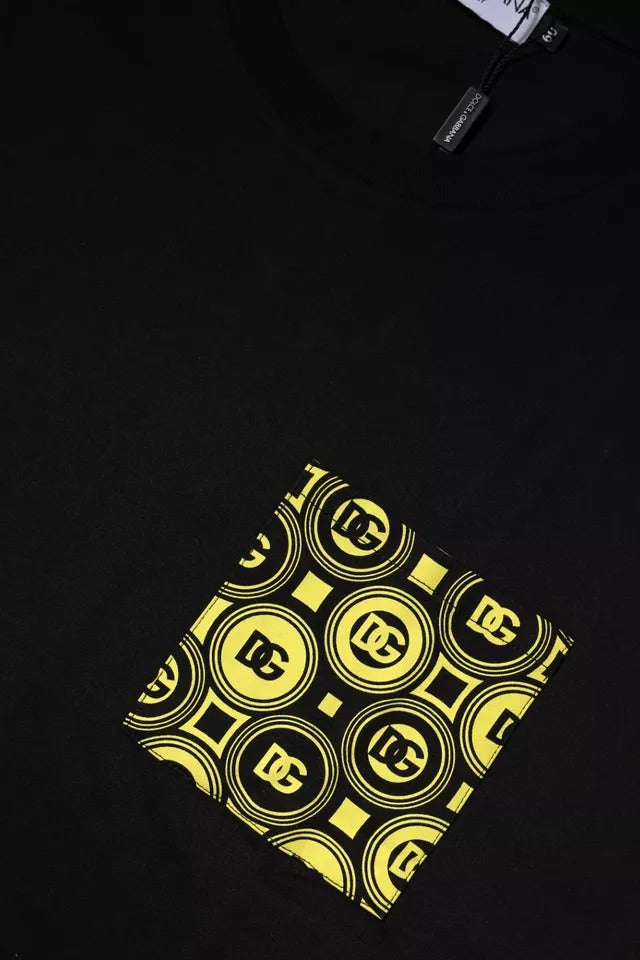 T-shirt à manches courtes en coton noir avec imprimé du logo Dolce &amp; Gabbana