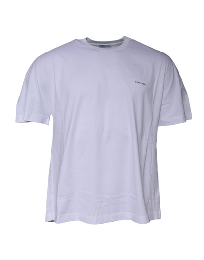 T-shirt à manches courtes en coton avec col rond et logo blanc de Balenciaga