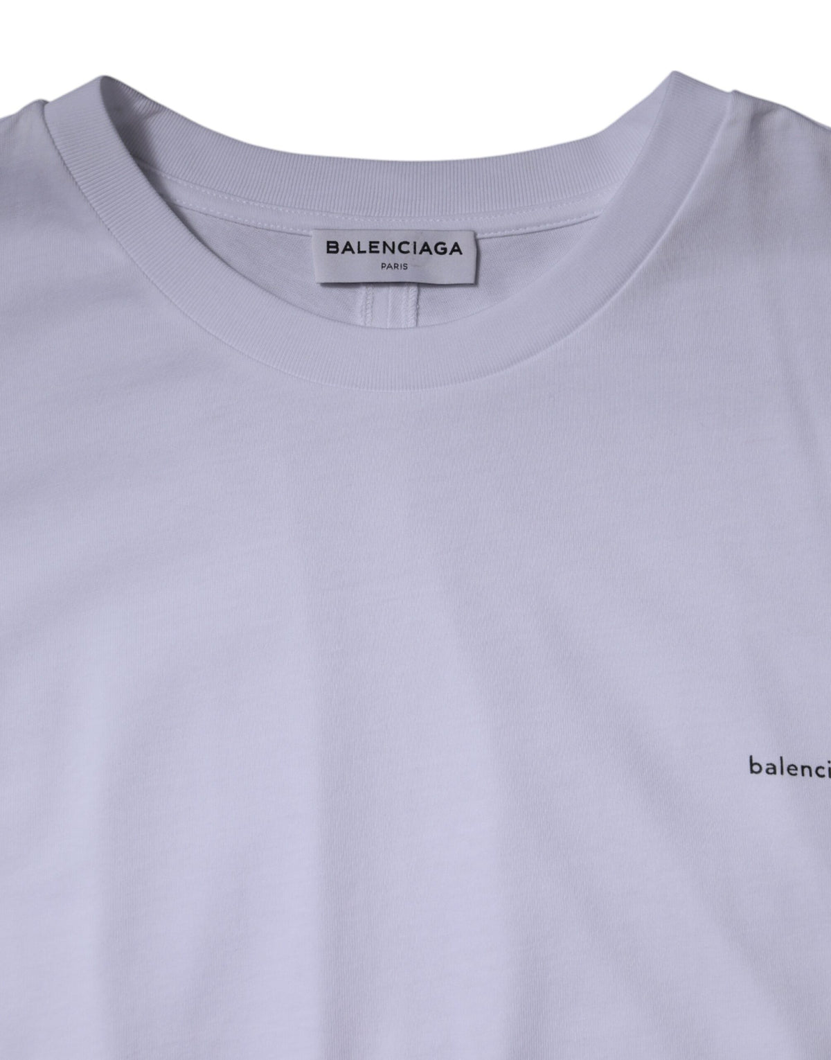 T-shirt à manches courtes en coton avec col rond et logo blanc de Balenciaga