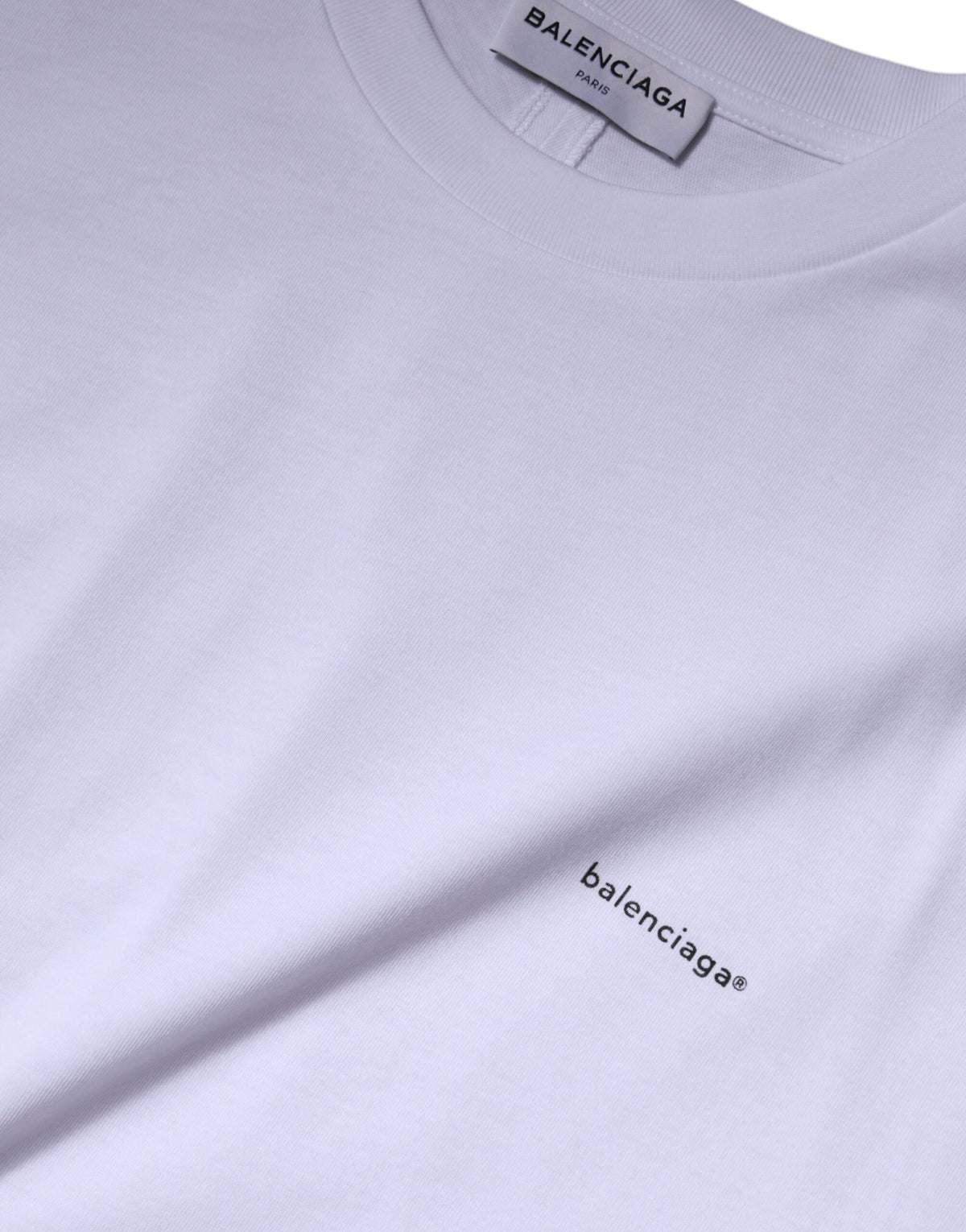 T-shirt à manches courtes en coton avec col rond et logo blanc de Balenciaga