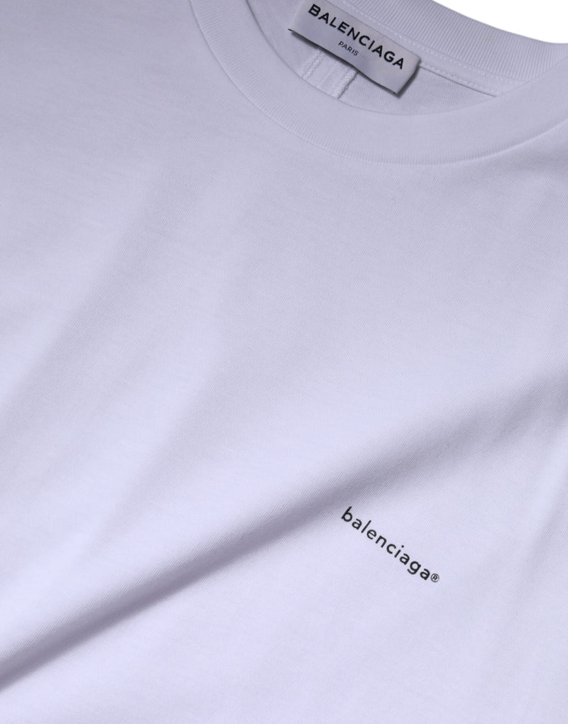 Balenciaga wit logo katoenen T-shirt met ronde hals en korte mouwen