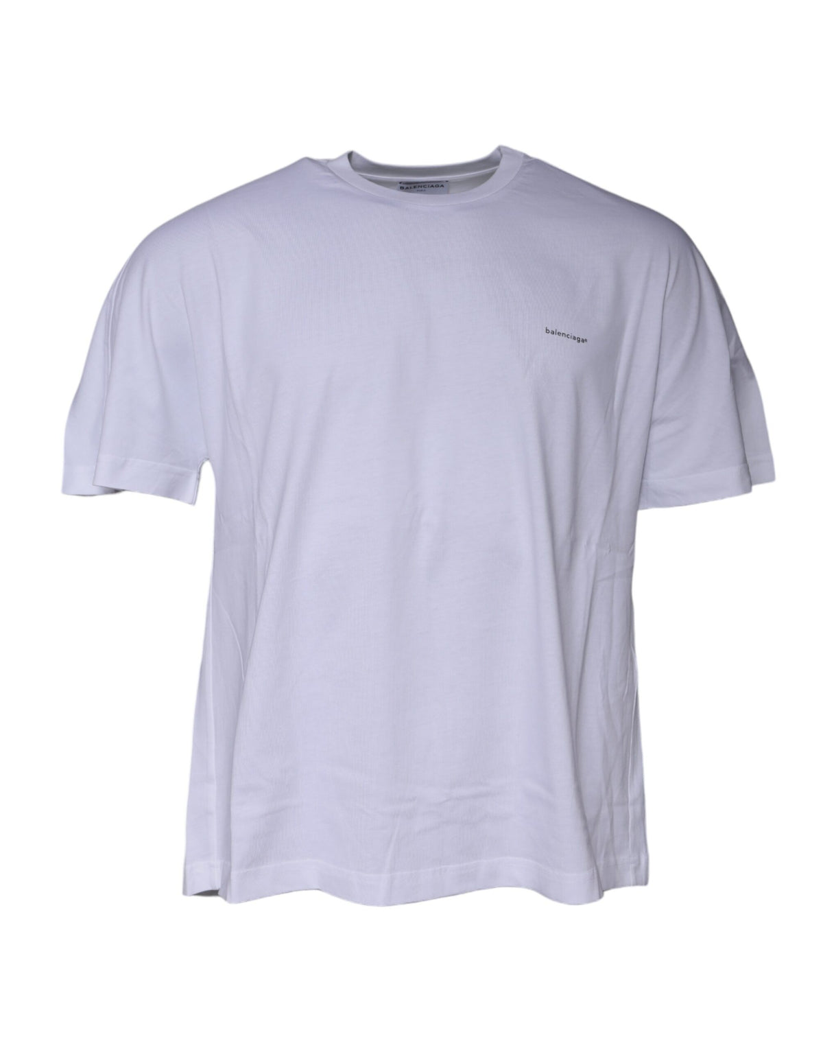 T-shirt à manches courtes en jersey de coton avec col rond et logo blanc de Balenciaga
