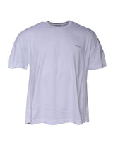 T-shirt à manches courtes en jersey de coton avec col rond et logo blanc de Balenciaga