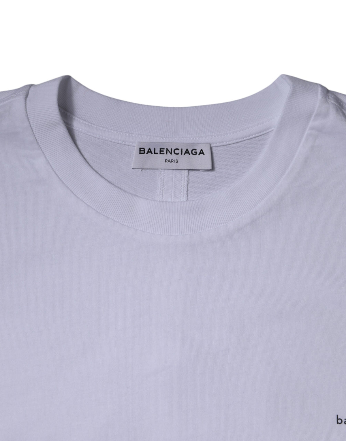 T-shirt à manches courtes en jersey de coton avec col rond et logo blanc de Balenciaga