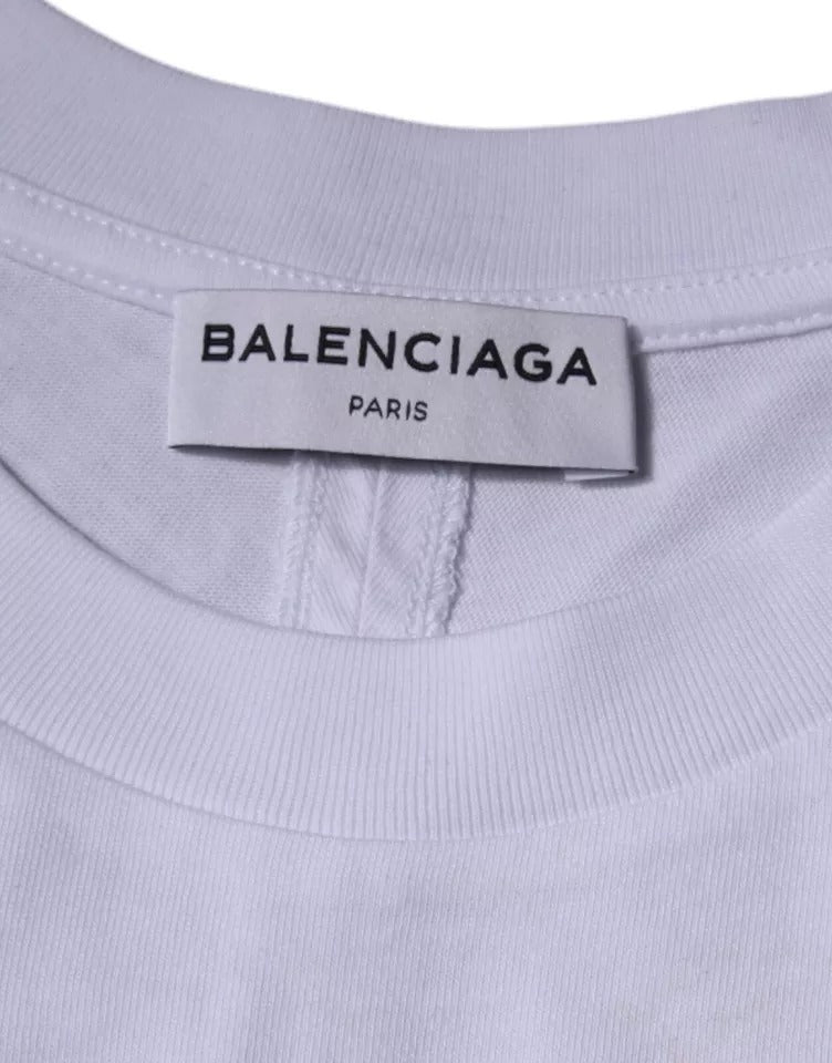 Balenciaga wit logo katoenen jersey T-shirt met ronde hals en korte mouwen