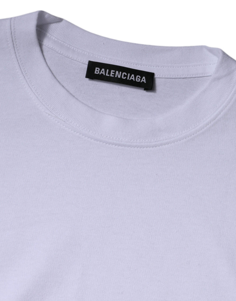 Balenciaga wit logo katoenen jersey T-shirt met ronde hals en korte mouwen