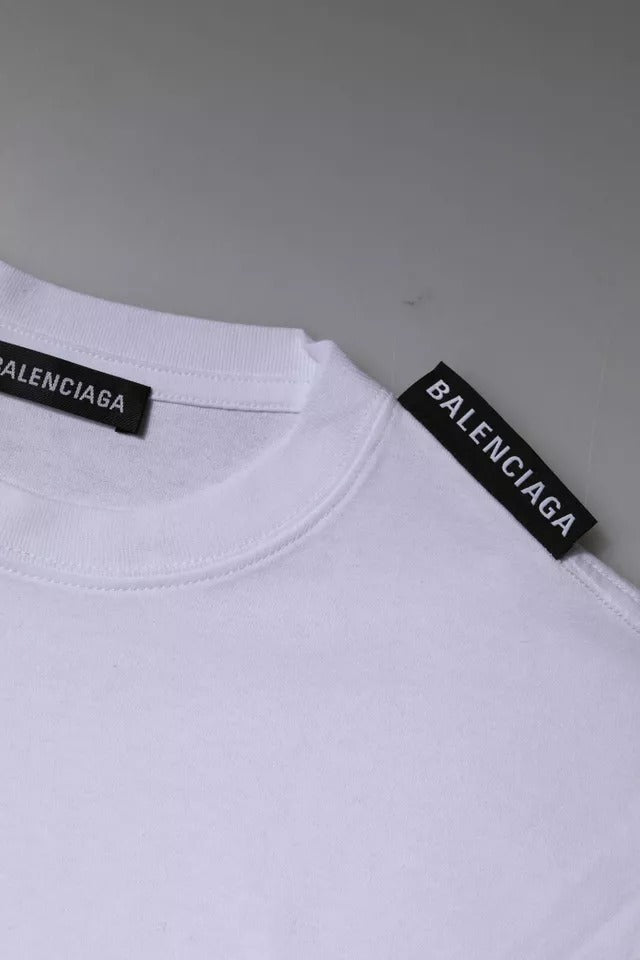 Balenciaga wit logo katoenen jersey T-shirt met ronde hals en korte mouwen