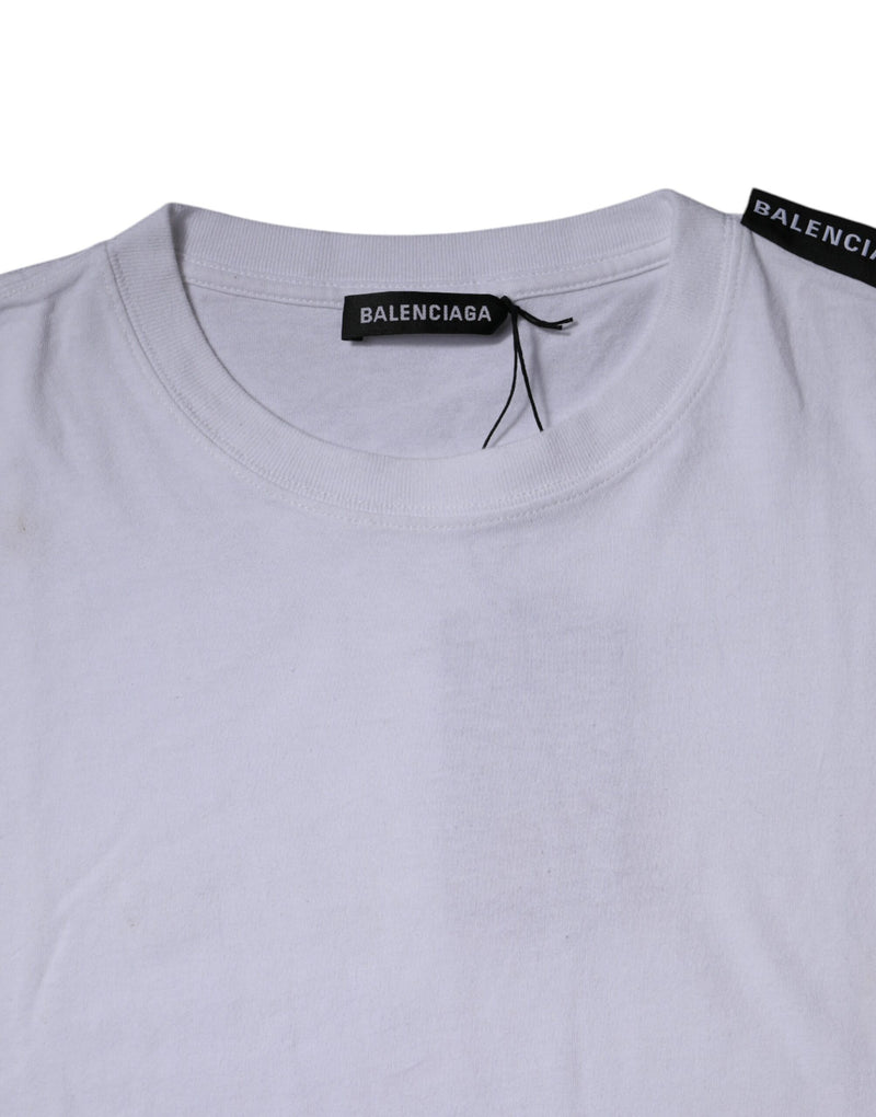Balenciaga wit logo katoenen jersey T-shirt met ronde hals en korte mouwen