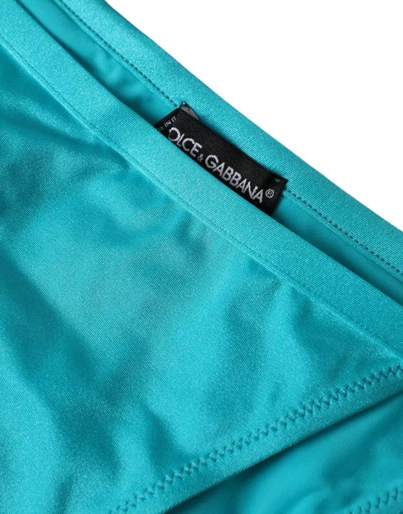 Dolce & Gabbana Blue Green Nylon Beachwear Bikini Bottom
