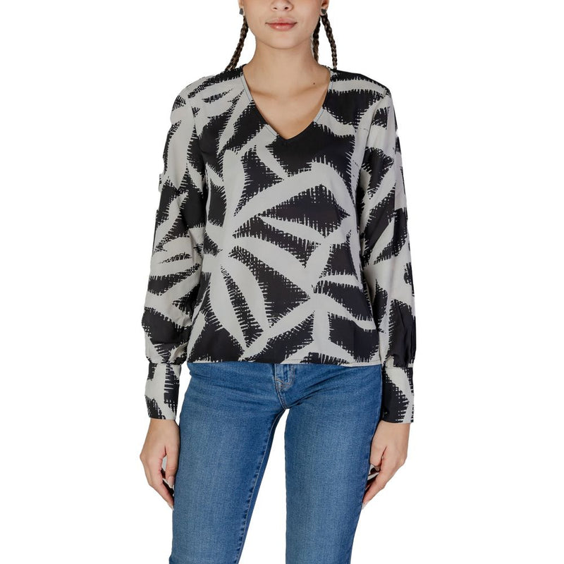 Jacqueline De Yong Black Recycled Polyester Blouse - Jdybase L/S