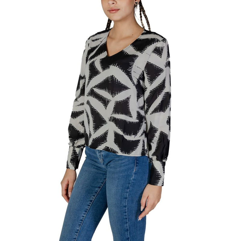 Jacqueline De Yong Black Recycled Polyester Blouse - Jdybase L/S