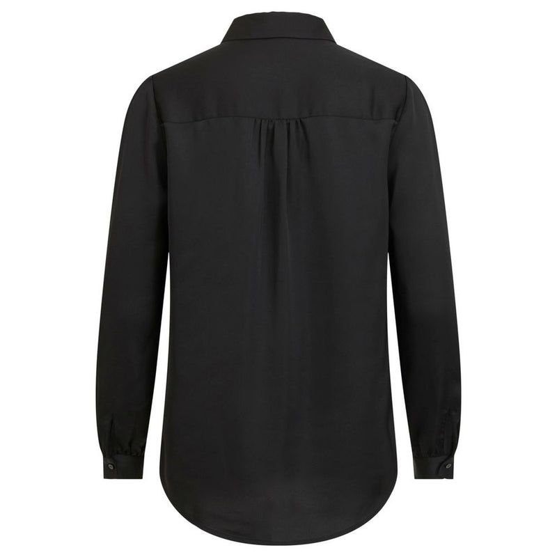 Vila Clothes VIELLETTE Satin Long Sleeve Blouse - Elegant Black Top