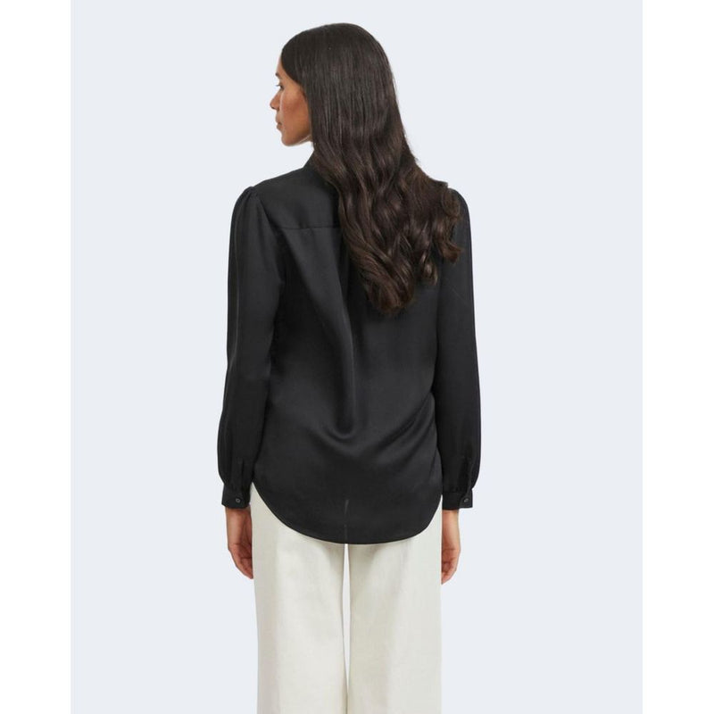 Vila Clothes VIELLETTE Satin Long Sleeve Blouse - Elegant Black Top