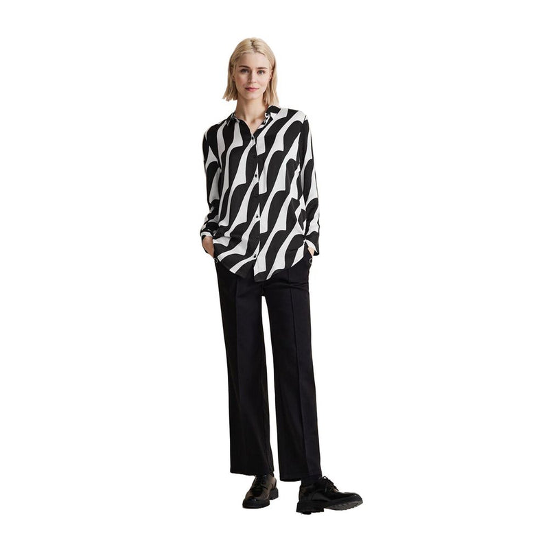 Street One Black And White Viscose Blouse - Elegant & Trendy