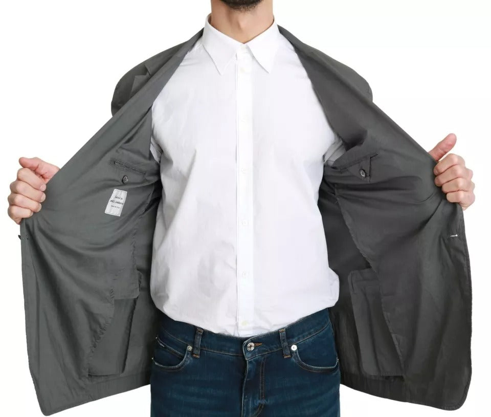 Dolce & Gabbana Blazer formel gris en coton à simple boutonnage
