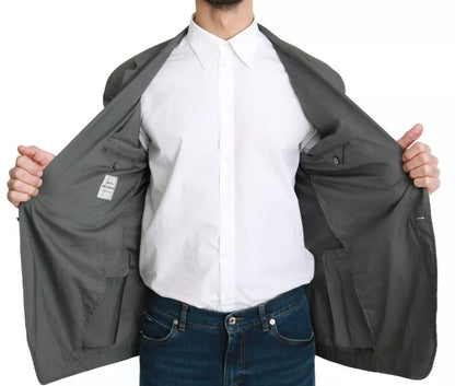 Dolce & Gabbana Blazer formel gris en coton à simple boutonnage