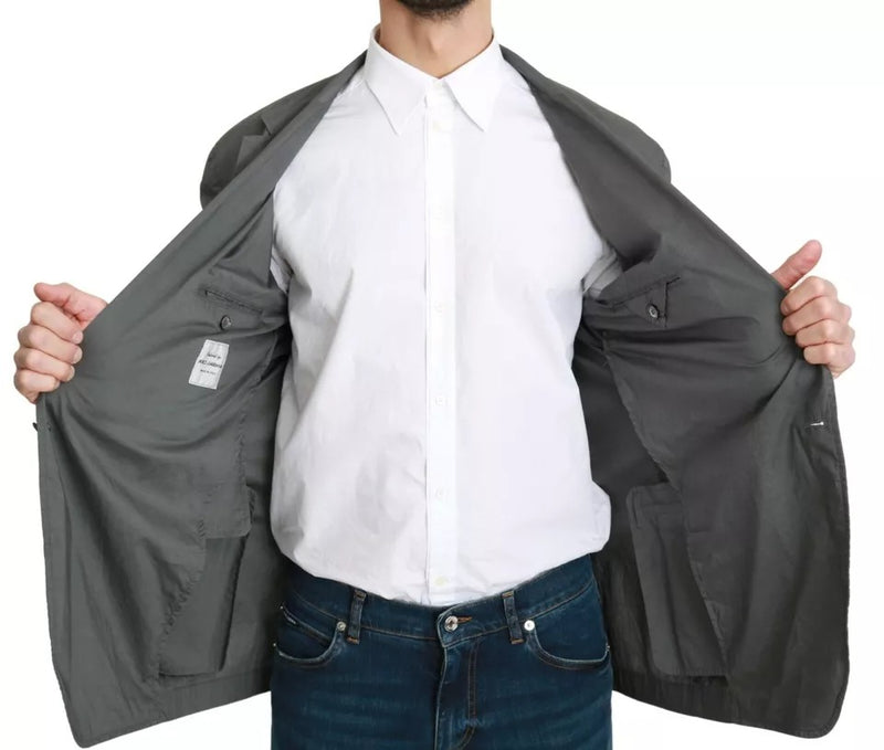 Dolce &amp; Gabbana grijze, katoenen, enkelbrede, formele blazer