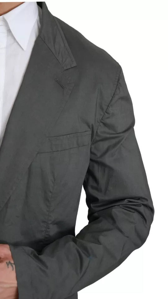 Dolce & Gabbana Blazer formel gris en coton à simple boutonnage