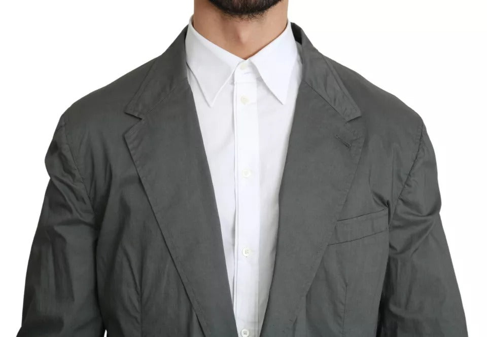 Dolce &amp; Gabbana Blazer formel gris en coton à simple boutonnage