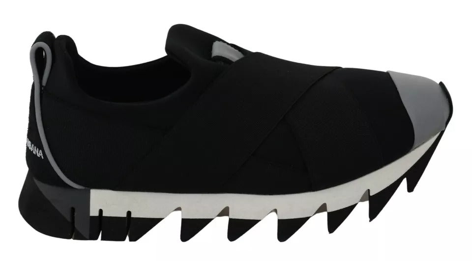 Dolce & Gabbana zwarte sneakers van stretch neopreen met haaiendetail