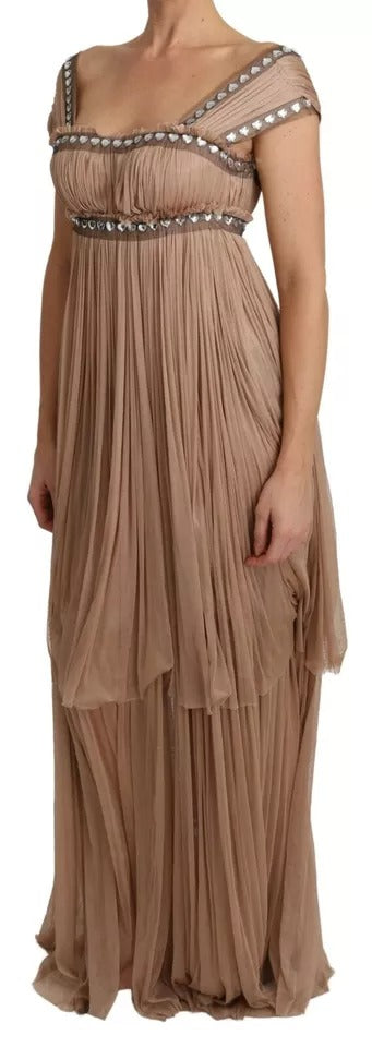 Robe Maxi Sans Manches en Soie Marron Dolce & Gabbana