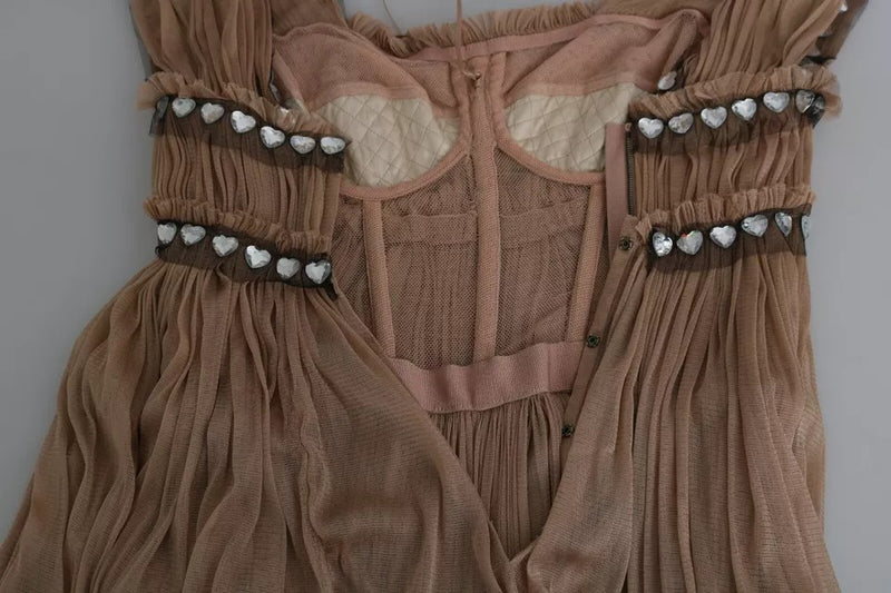 Robe Maxi Sans Manches en Soie Marron Dolce & Gabbana