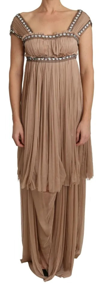 Robe Maxi Sans Manches en Soie Marron Dolce & Gabbana