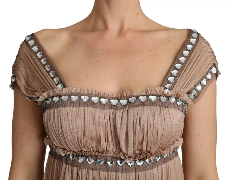 Robe Maxi Sans Manches en Soie Marron Dolce & Gabbana