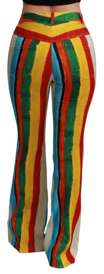 Pantalon Flare Riga Pittorica Multicolore de Dolce & Gabbana