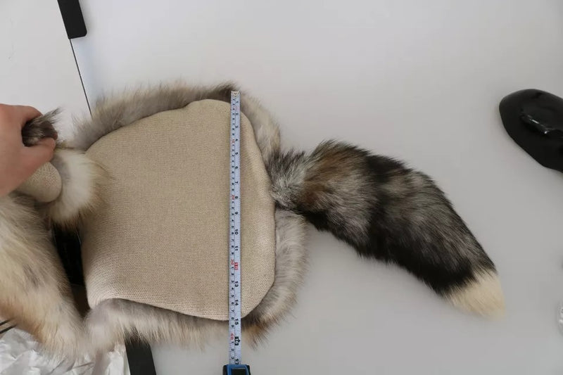 Dolce & Gabbana Brown Fox Tail Fur Shawl Neck Wrap Scarf