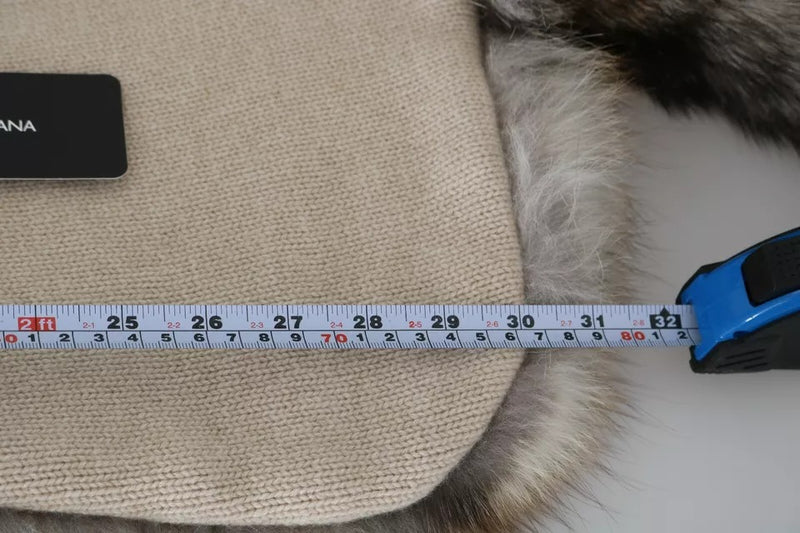 Dolce & Gabbana Brown Fox Tail Fur Shawl Neck Wrap Scarf