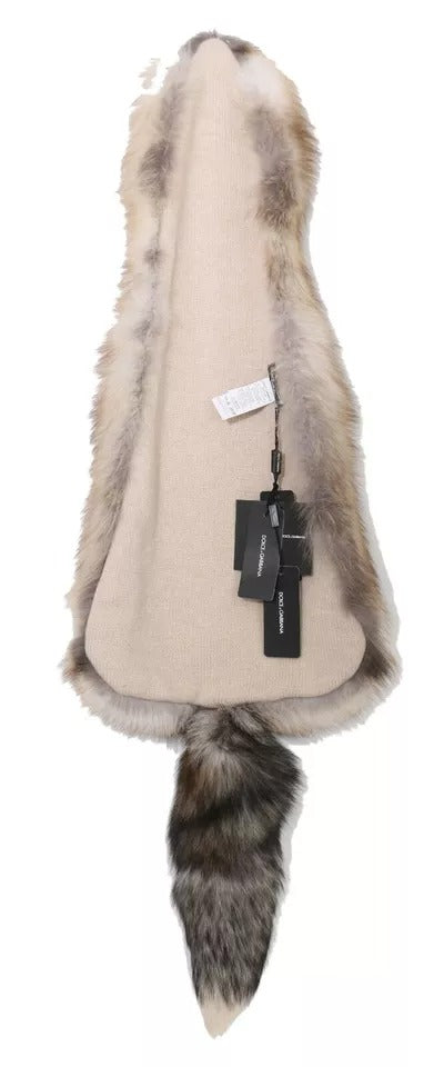 Dolce & Gabbana Brown Fox Tail Fur Shawl Neck Wrap Scarf
