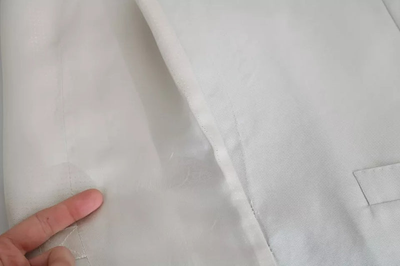 Dolce & Gabbana Off-White Wool Silk Formal Vest