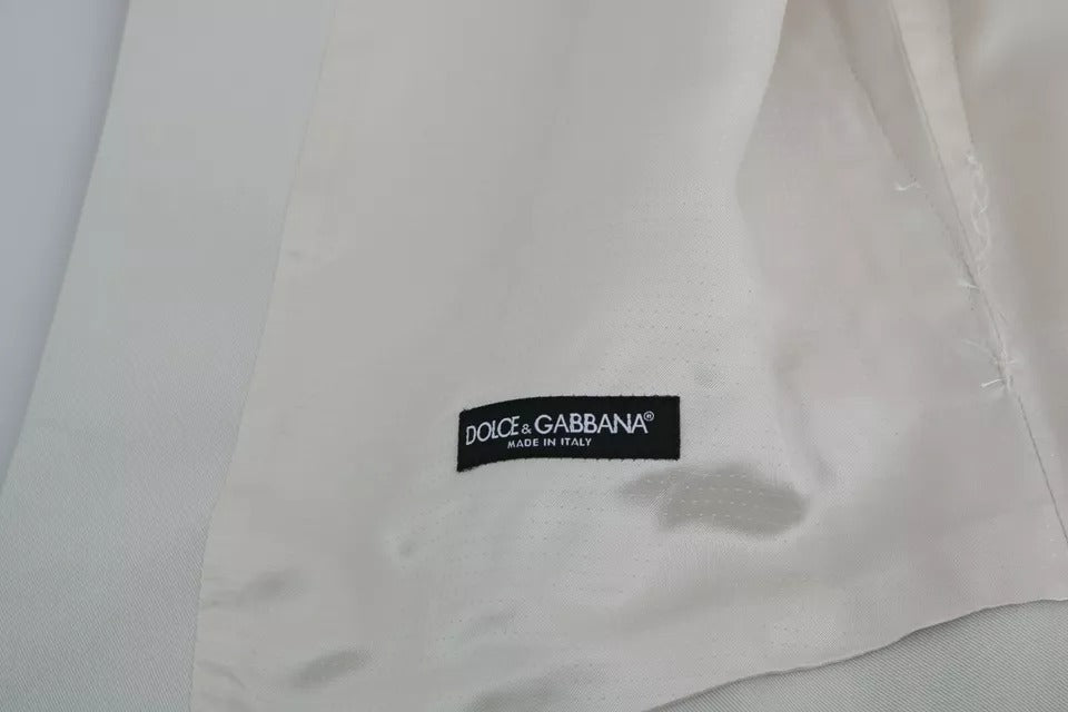 Dolce & Gabbana Off-White Wool Silk Formal Vest