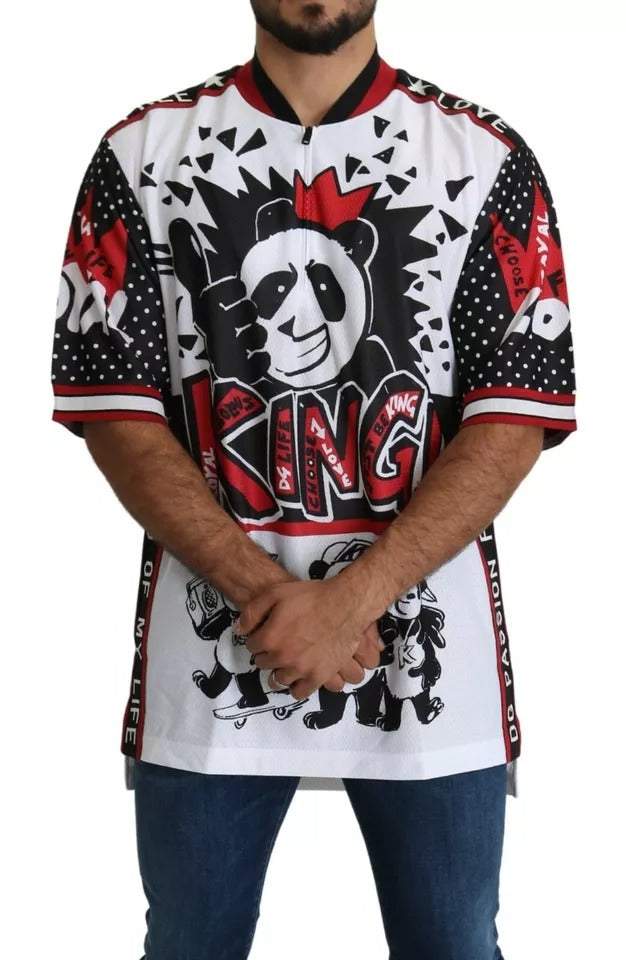 T-shirt blanc à motif panda roi en polyester de Dolce &amp; Gabbana