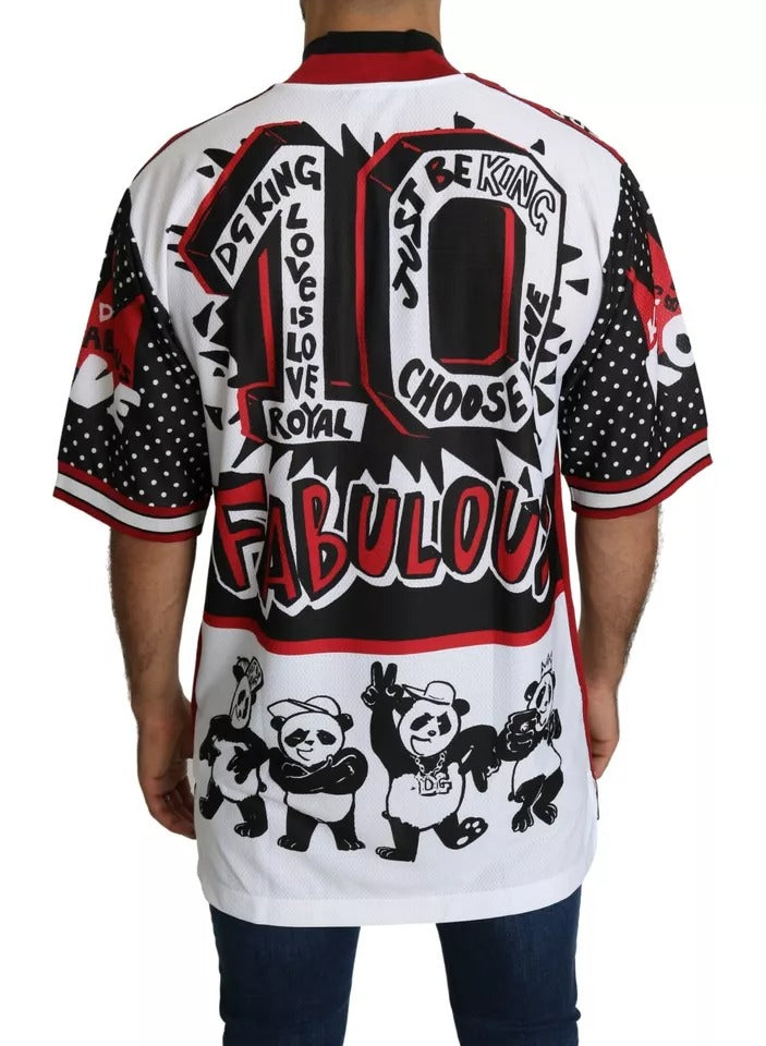 T-shirt blanc à motif panda roi en polyester de Dolce &amp; Gabbana
