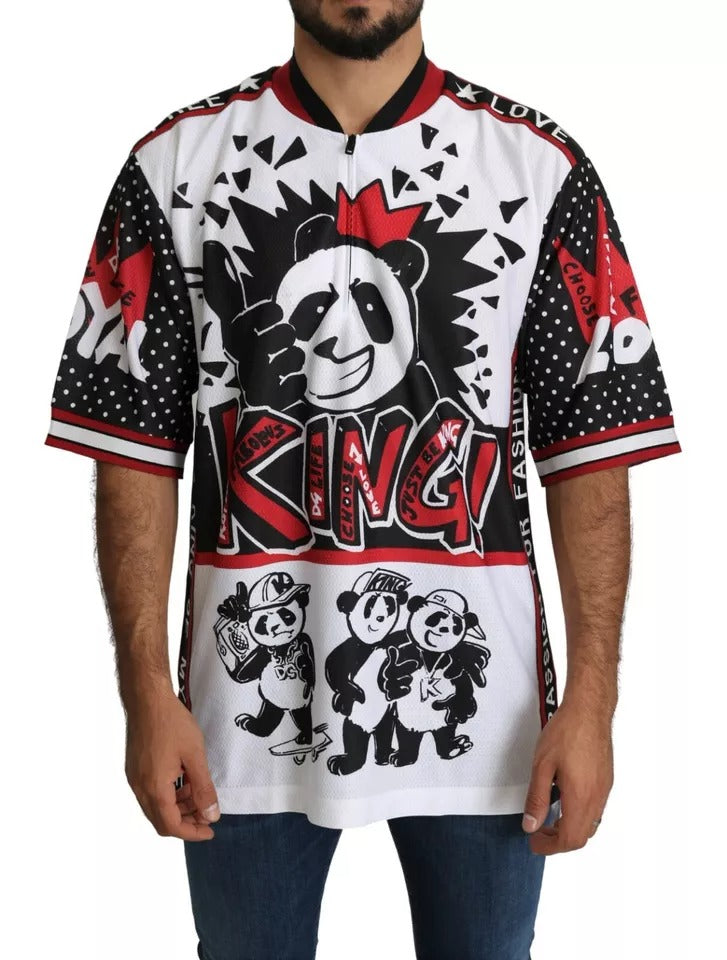 T-shirt blanc à motif panda roi en polyester de Dolce &amp; Gabbana