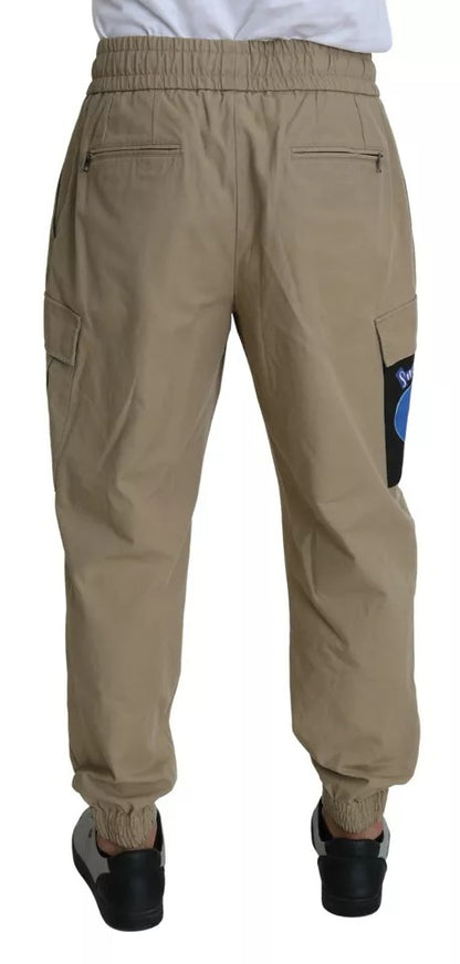 Dolce & Gabbana beige cargo broek met pin-up print