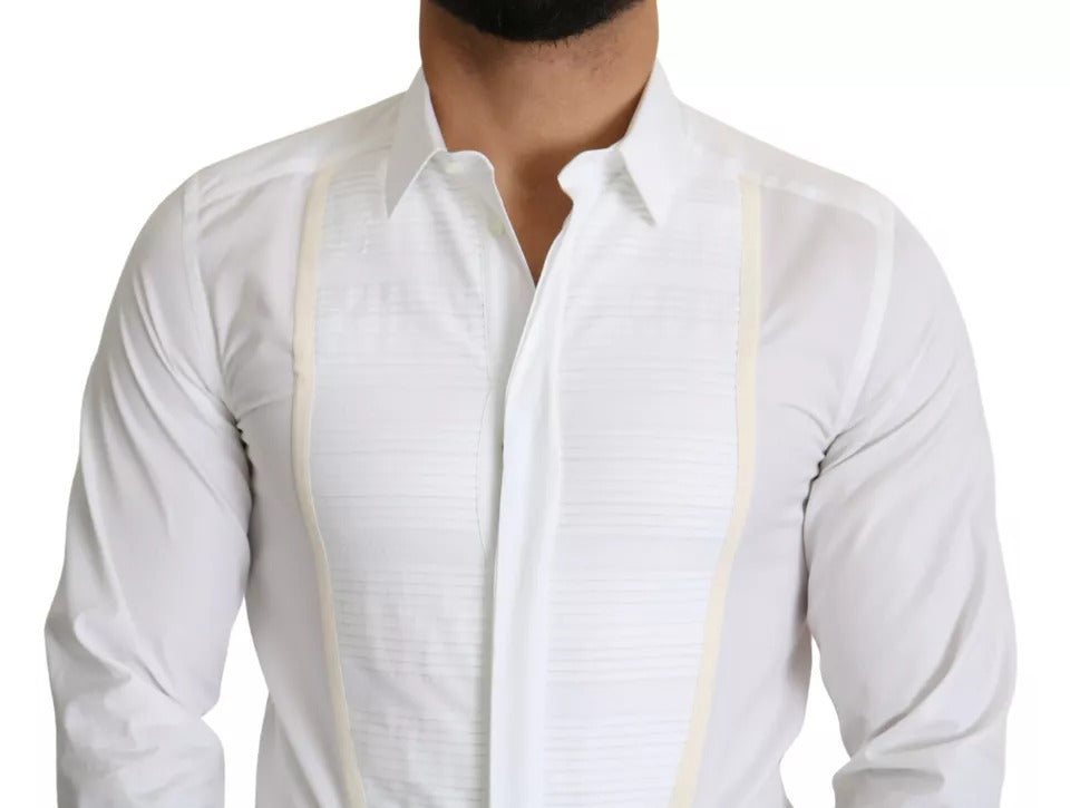 Robe de smoking blanche formelle Dolce &amp; Gabbana, chemise dorée.